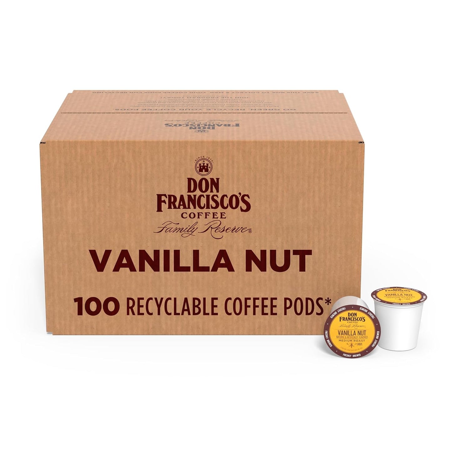 Vanilla Nut Flavored Coffee Pods, 100 Count, Medium Roast, Compatible with Keurig Brewers